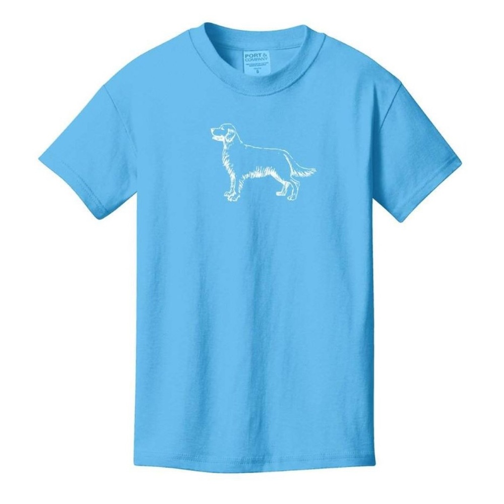 Golden Retriever youth short sleeve tee - unisex blue white tshirt dog